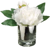 Faux White Peony Arrangement in a Glass Vase