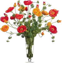 Large Multi-Color Poppy Arrangement in Clear Vase