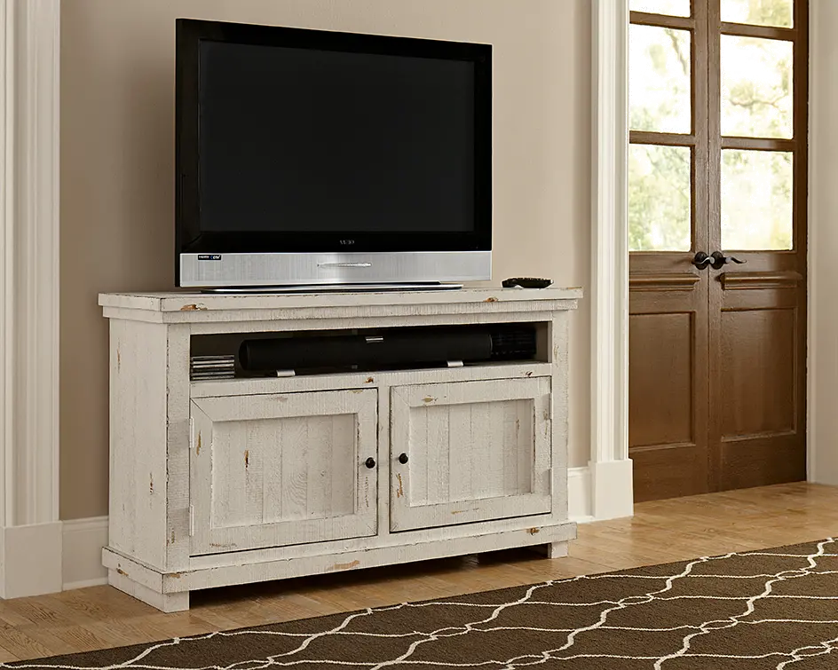 Willow Distressed White 54  TV Stand-1