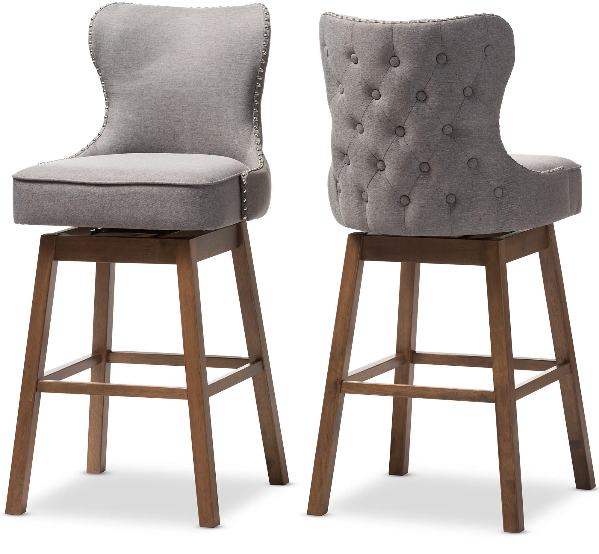 7073-2PC-RCW Gradisca Gray Upholstered Swivel Bar Stool - Set of 2-1