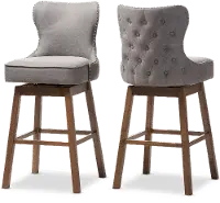 7073-2PC-RCW Gradisca Gray Upholstered Swivel Bar Stool - Set of 2