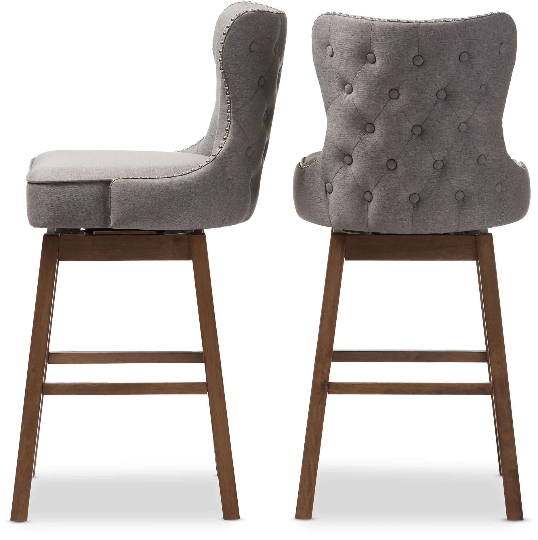 7073-2PC-RCW Gradisca Gray Upholstered Swivel Bar Stool - Set of 2-3