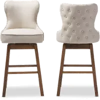 7074-2PC-RCW Gradisca Taupe Upholstered Swivel Bar Stools - Set of 2