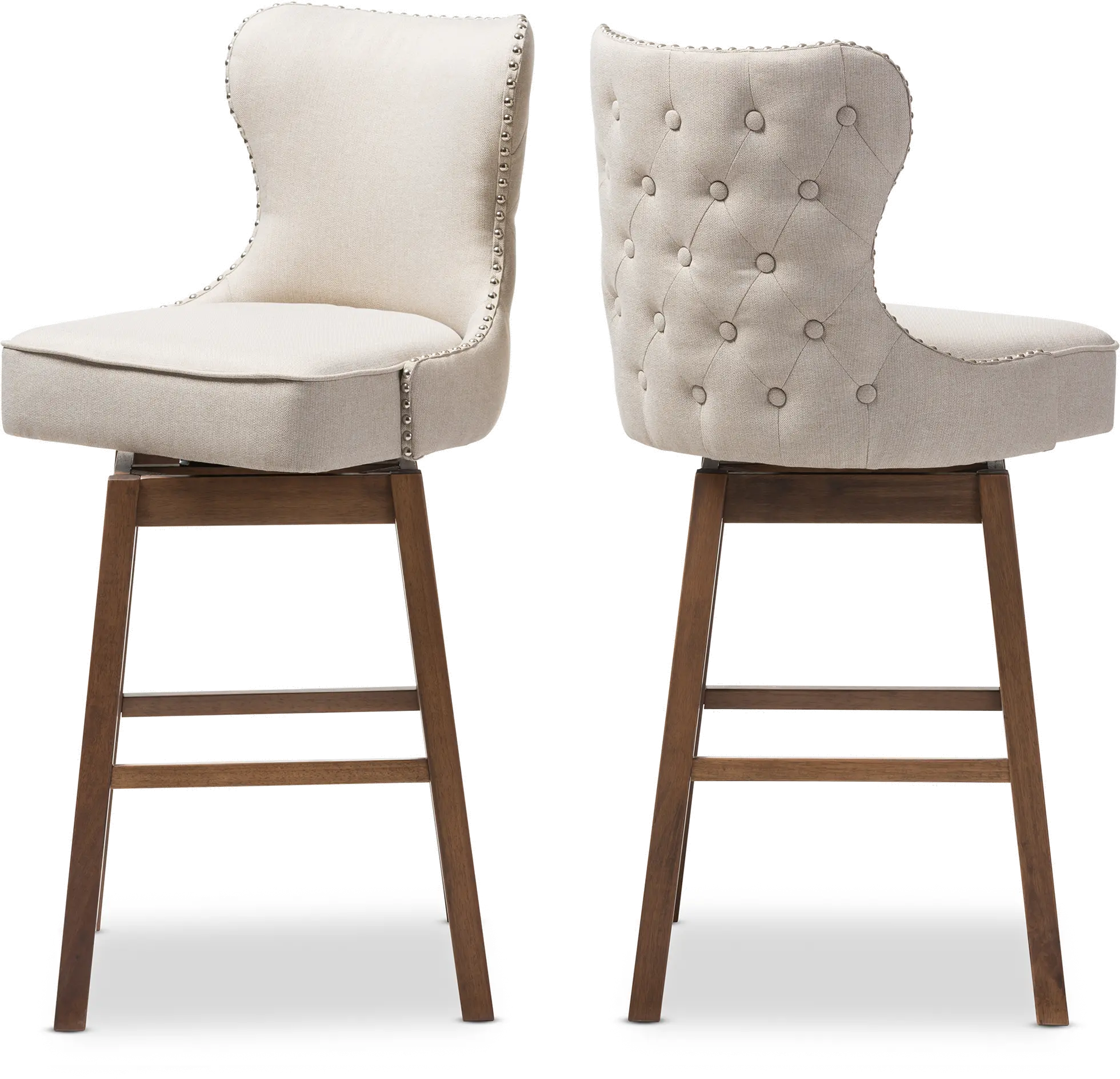 7074-2PC-RCW Gradisca Taupe Upholstered Swivel Bar Stools - Set of 2-4