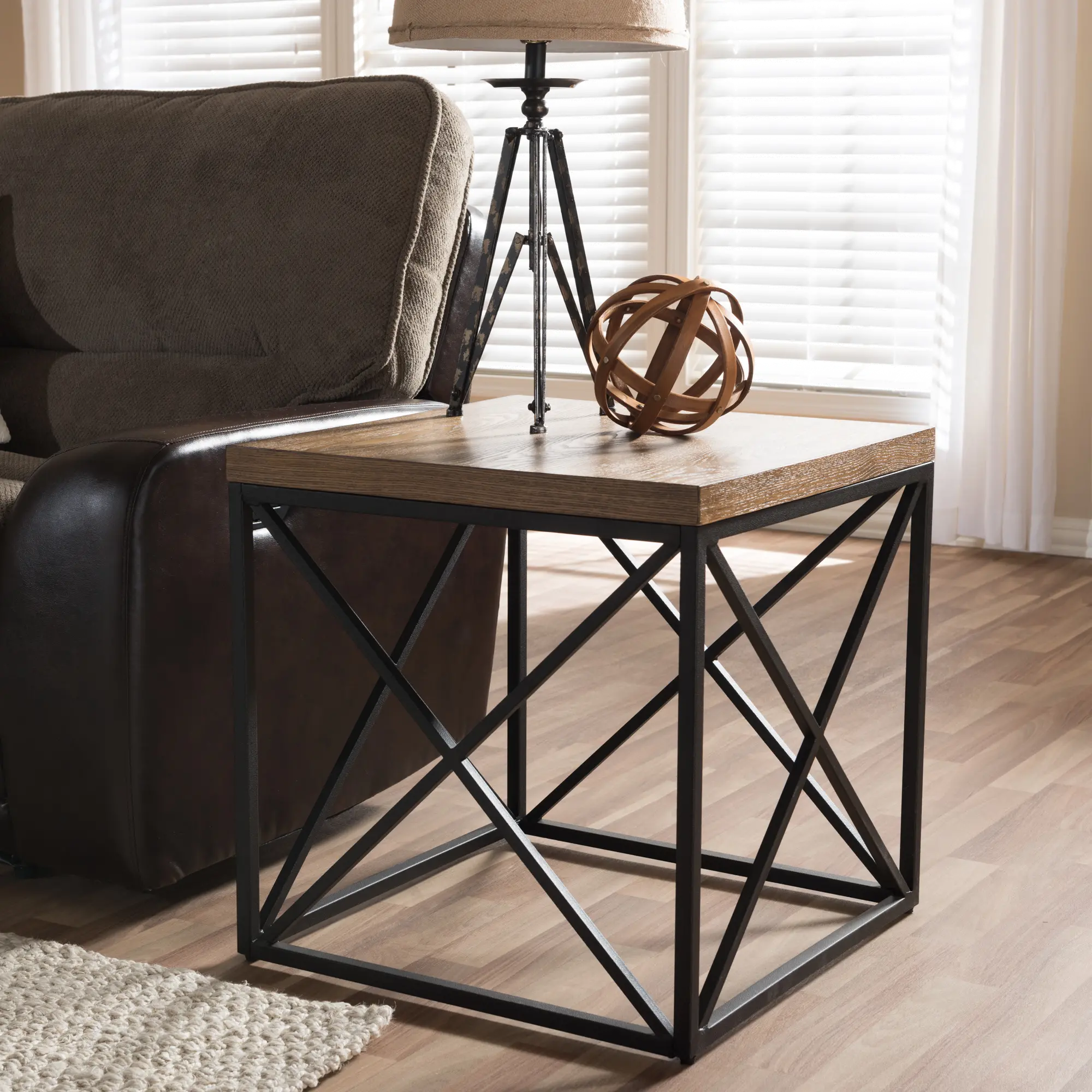 7329-RCW Vintage Industrial End Table - Holden-2
