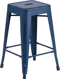Distressed Blue Metal Counter Height Stool