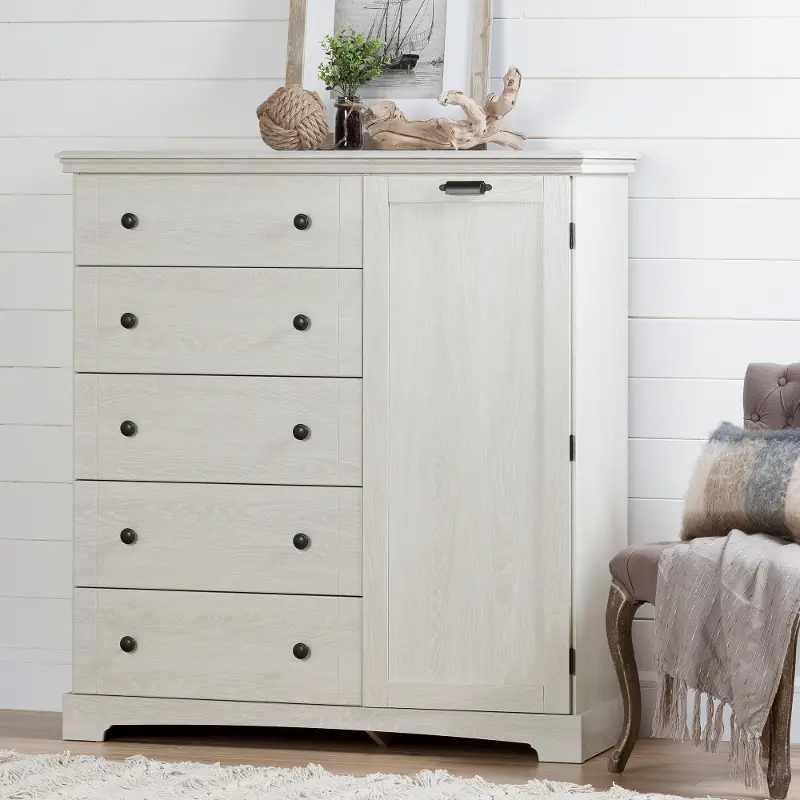Avilla Winter Oak  Chest with 5 Drawers - South Shore