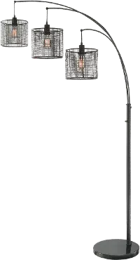  Black 3 Light Arch Floor Lamp with Mesh Metal Shades