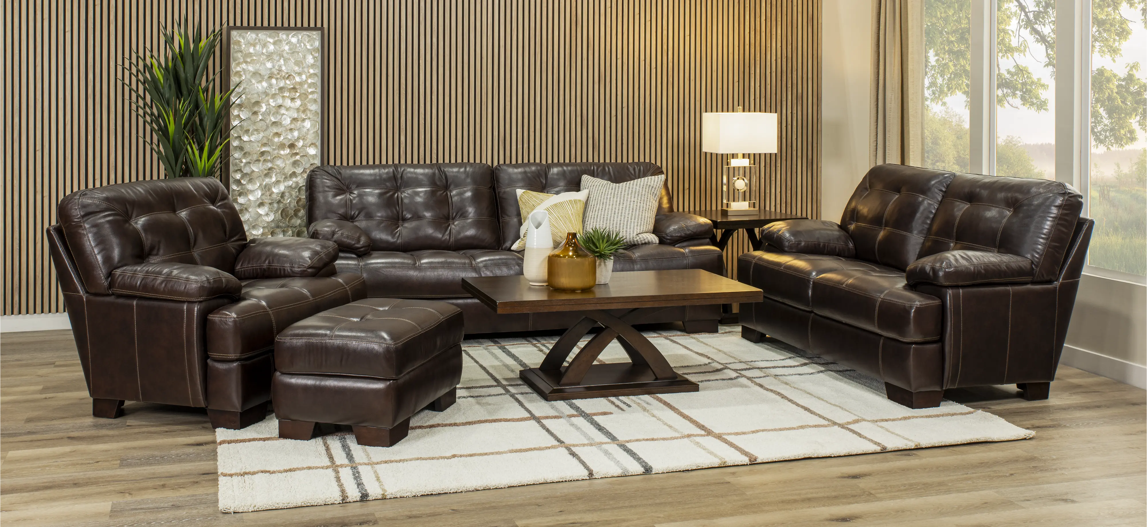Amarillo Walnut Brown Leather Sofa-2