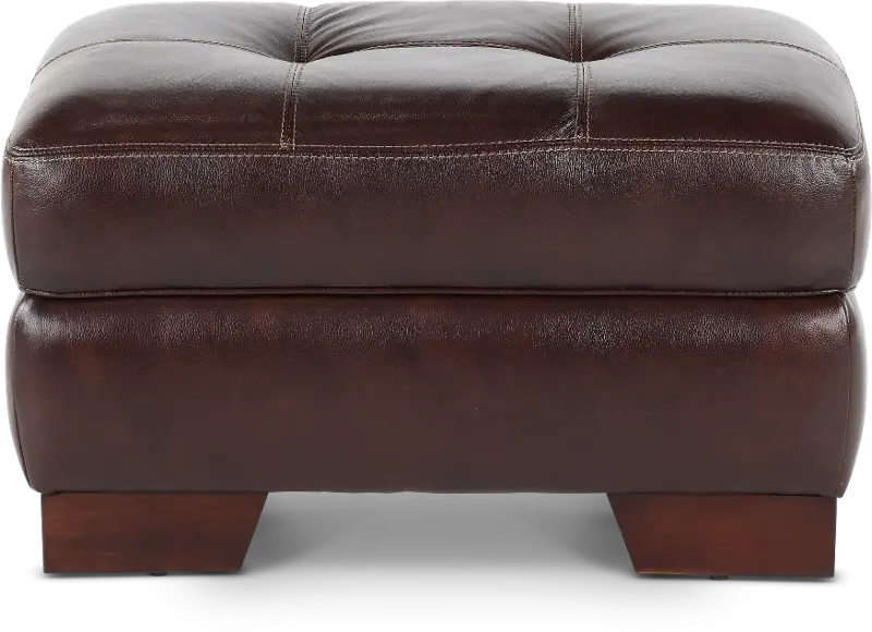 Amarillo Walnut Brown Leather Ottoman