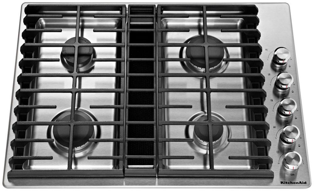 KitchenAid 30 Inch 4-Burner Gas Downdraft Cooktop - Stainless Steel