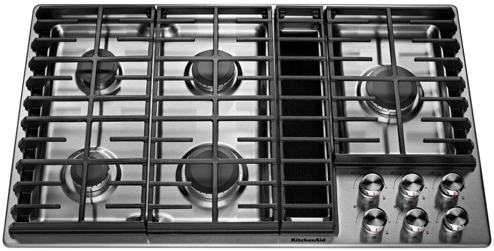 KitchenAid 36 Inch 5-Burner Downdraft Gas Cooktop - Stainless Steel
