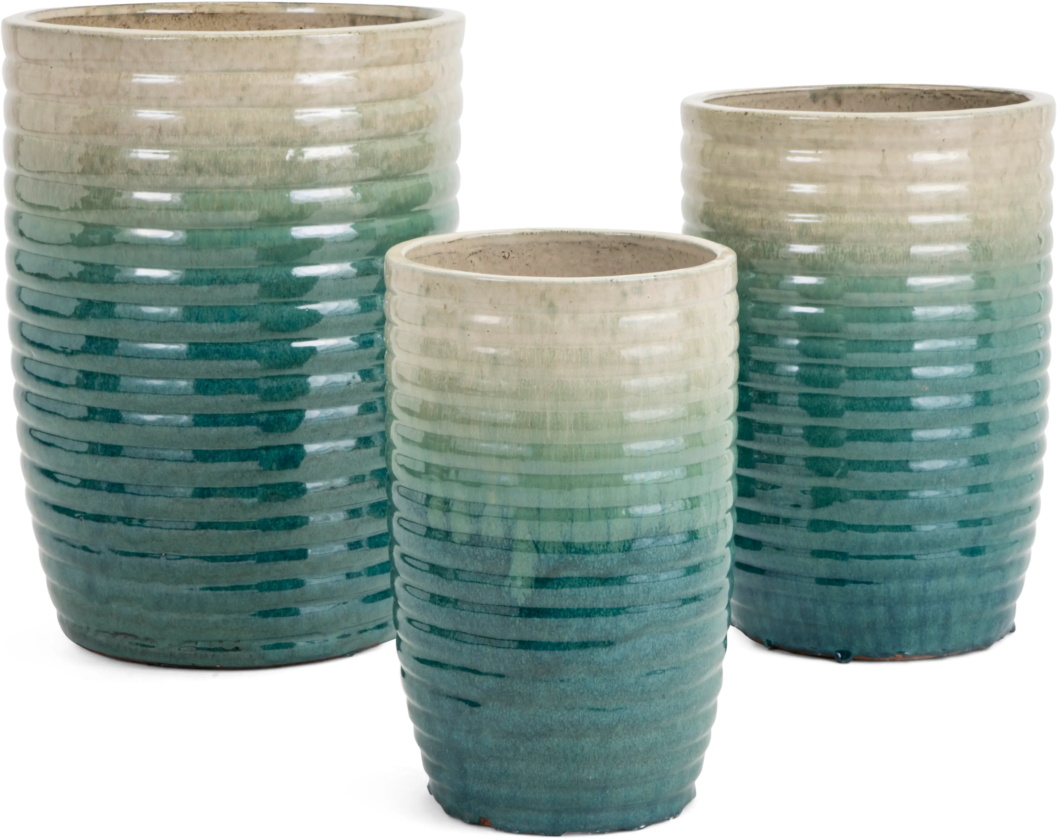 16 Inch Beige and Green Ombre Garden Pottery Planter-1