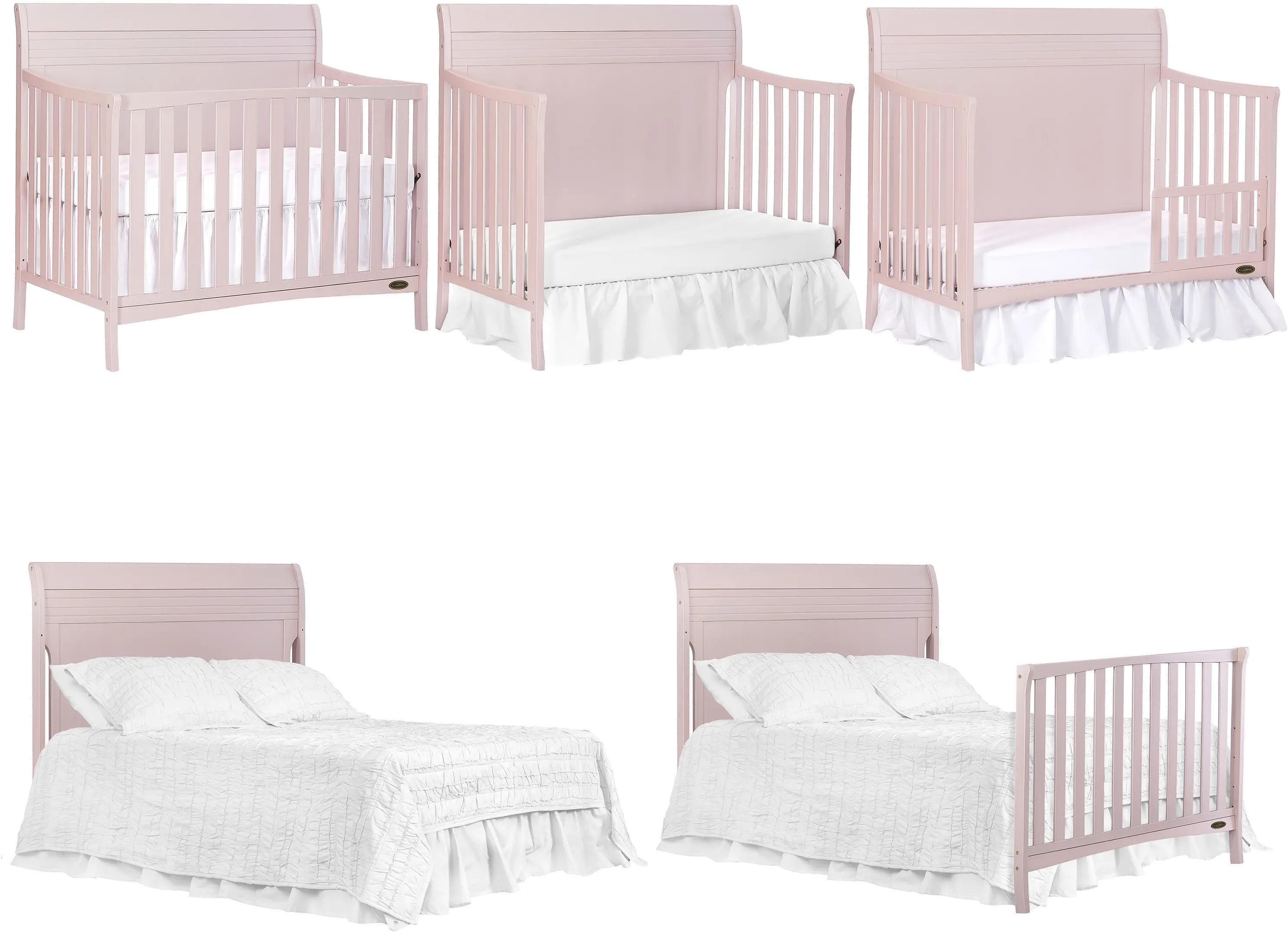 Blush Pink 5-in-1 Convertible Crib - Bailey-3