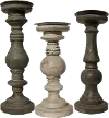 12  Distressed Shade of Gray Wood Candle Holder