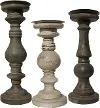 12  Distressed Shade of Gray Wood Candle Holder