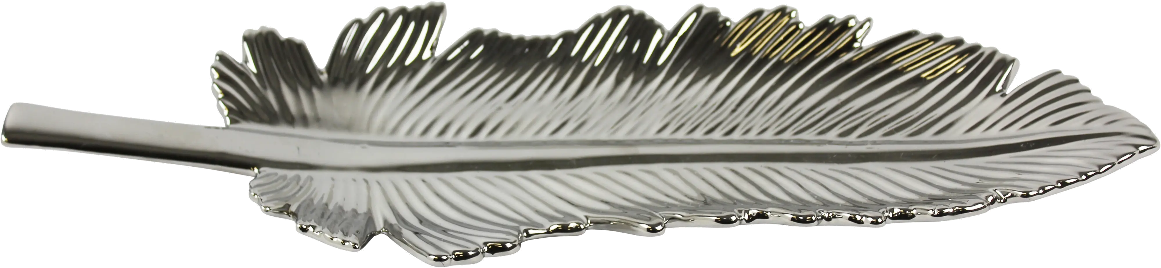 Silver Ceramic Leaf Plate-1