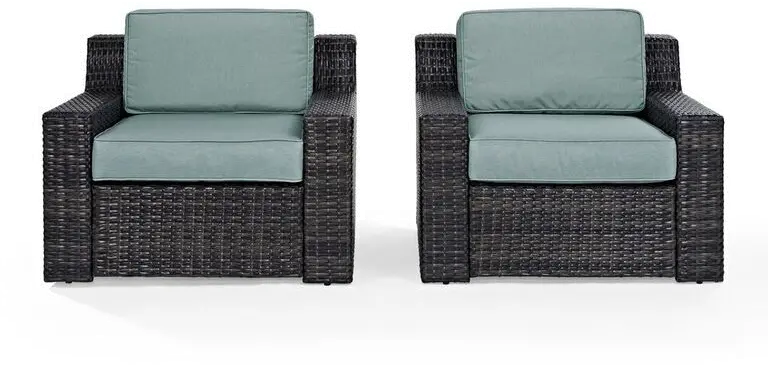 KO70100BR Beaufort Blue Mist and Wicker Patio Armchairs, Set of 2-1