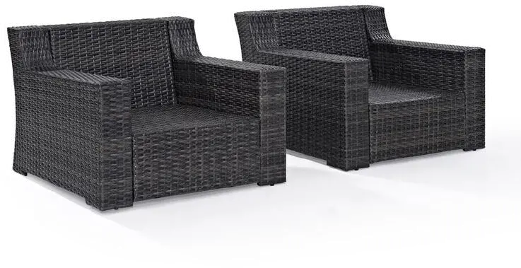 KO70100BR Beaufort Blue Mist and Wicker Patio Armchairs, Set of 2-4