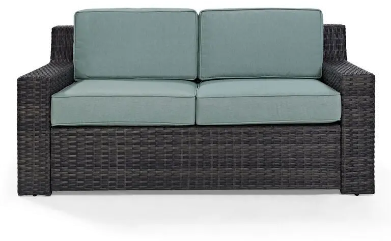 KO70102BR Beaufort Blue Mist and Wicker Patio Loveseat-1
