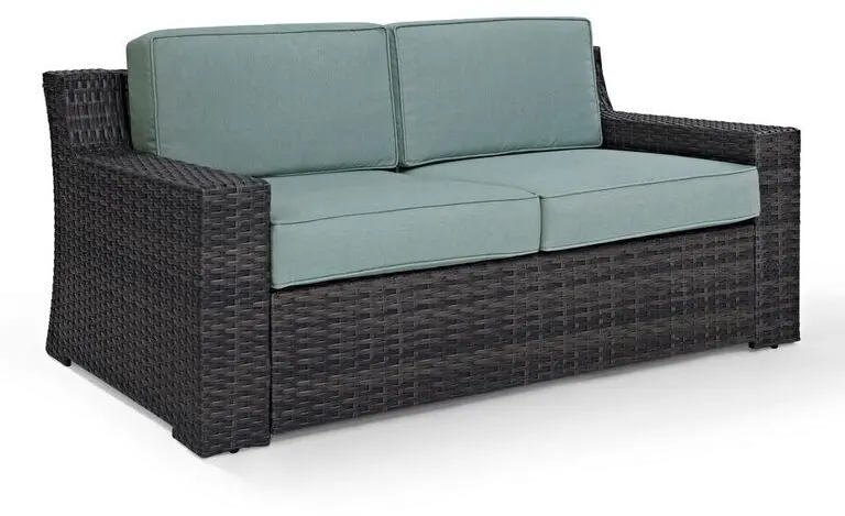 KO70102BR Beaufort Blue Mist and Wicker Patio Loveseat-3