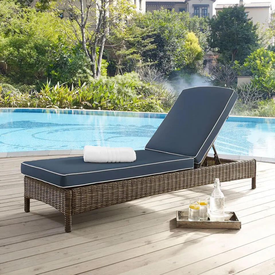 KO70070WB-NV Bradenton Navy and Wicker Patio Chaise Lounge-2