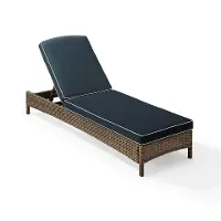 KO70070WB-NV Bradenton Navy and Wicker Patio Chaise Lounge