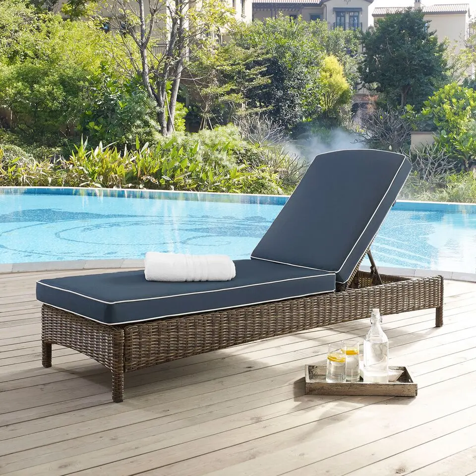 KO70070WB-NV Bradenton Navy and Wicker Patio Chaise Lounge-2