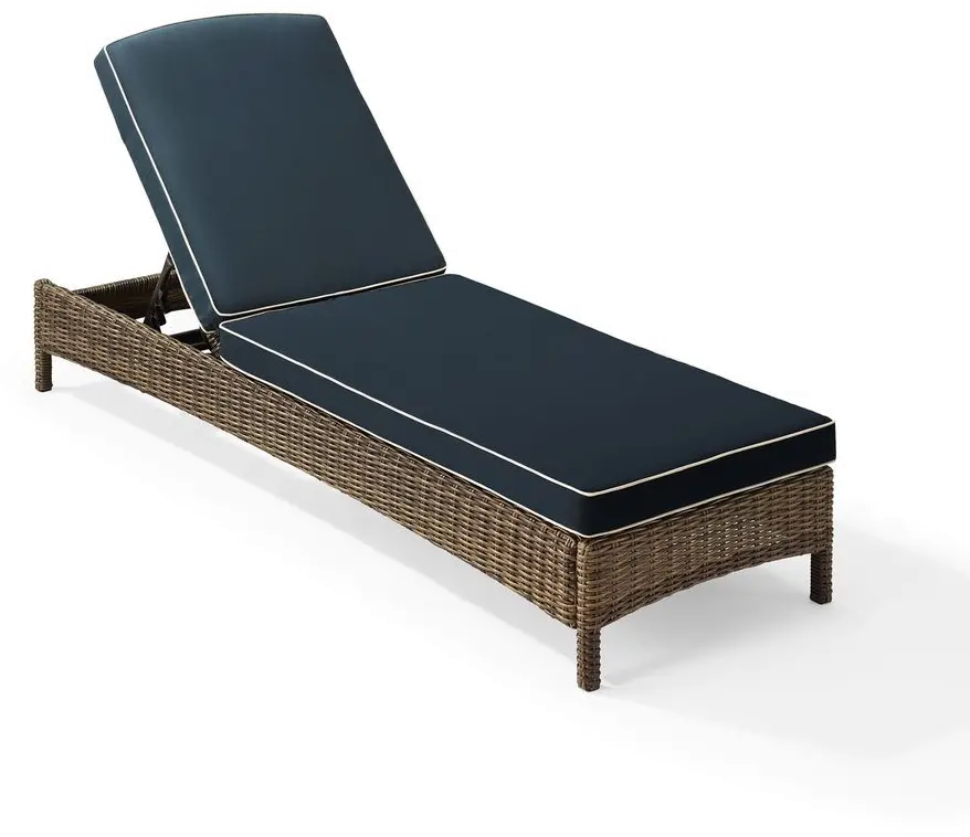 KO70070WB-NV Bradenton Navy and Wicker Patio Chaise Lounge-1
