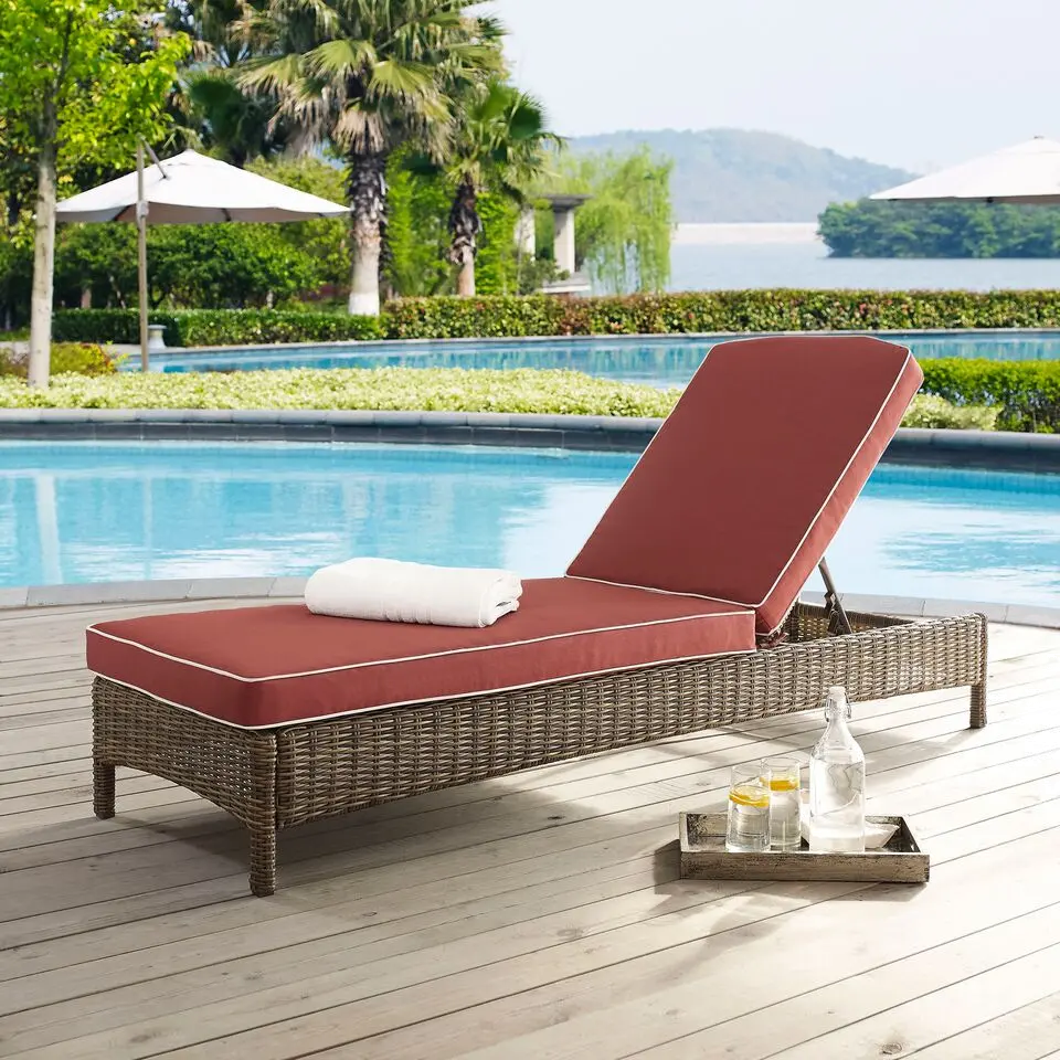 Bradenton Sangria and Wicker Patio Chaise Lounge RC Willey