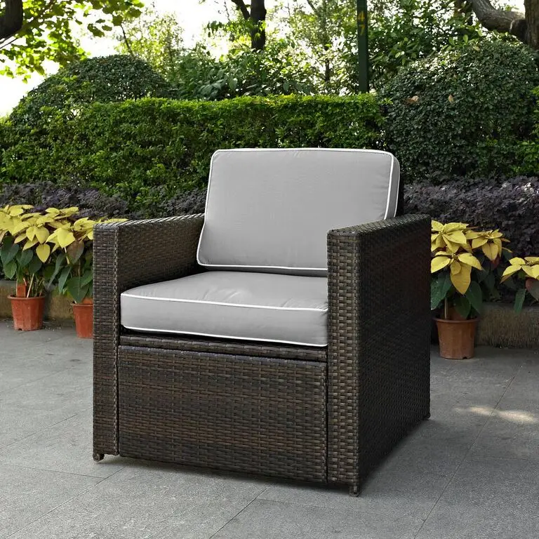 KO70088BR-GY Palm Harbor Gray and Wicker Patio Armchair-1