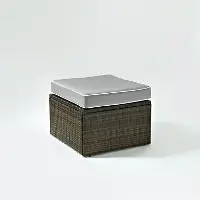 KO70091BR-GY Palm Harbor Gray and Wicker Patio Ottoman