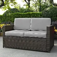 KO70092BR-GY Palm Harbor Gray and Wicker Patio Loveseat