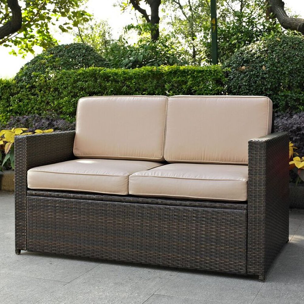 Palm Harbor Brown and Wicker Patio Loveseat