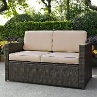 KO70092BR-SA Palm Harbor Brown and Wicker Patio Loveseat