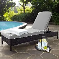 KO70093BR-GY Palm Harbor Gray and Wicker Patio Chaise Lounge