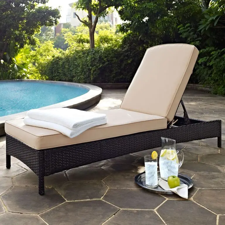 Palm Harbor Sand and Wicker Patio Chaise Lounge RC Willey