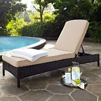 KO70093BR-SA Palm Harbor Sand and Wicker Patio Chaise Lounge