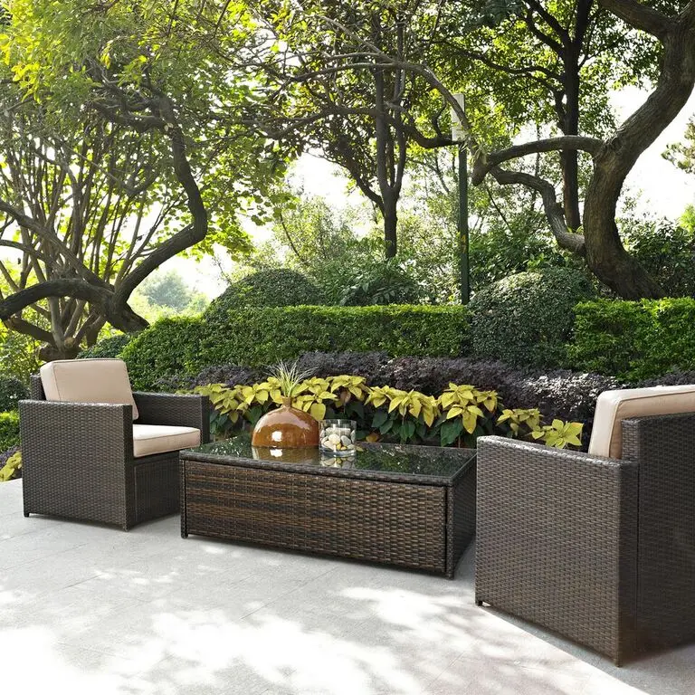 KO70004BR-SA Palm Harbor 3 Piece Brown and Beige Patio Armchair Set-1
