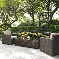 KO70004BR-SA Palm Harbor 3 Piece Brown and Beige Patio Armchair Set