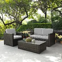 KO70006BR-GY Palm Harbor Gray and Wicker 3 pc Patio Set