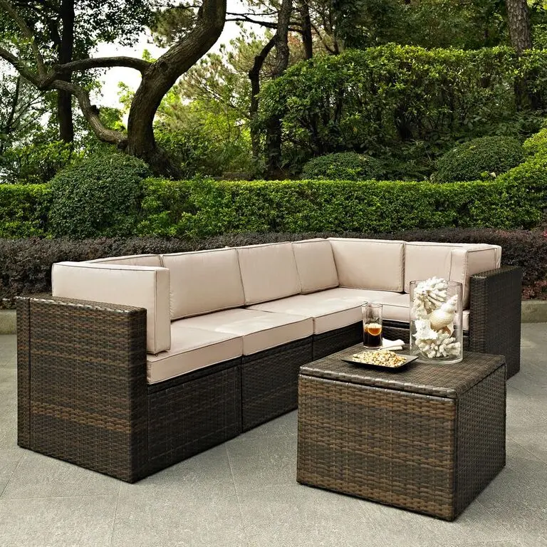 KO70007BR-SA Sand and Brown 6 Piece Wicker Furniture Set - Palm Harbor -1