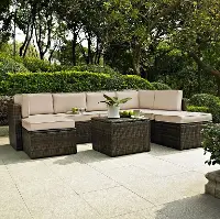 KO70008BR-SA Sand and Brown 8 Piece Wicker Furniture Set - Palm Harbor 