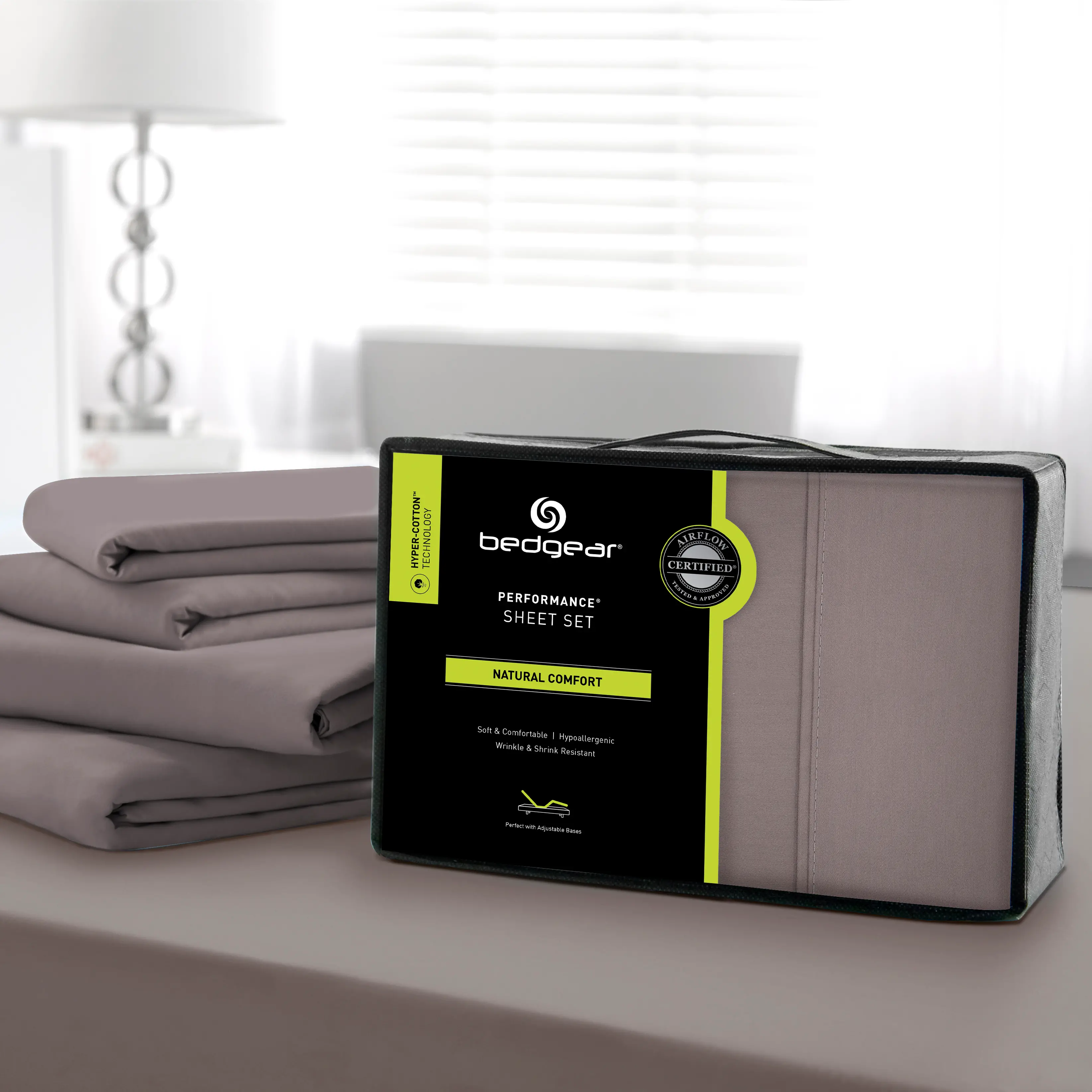 BGS199406 BedGear Gray Hyper Cotton King Bed Sheets-6
