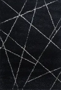 5 x 8 Medium Navy Blue & Ivory Shag Rug - Elements
