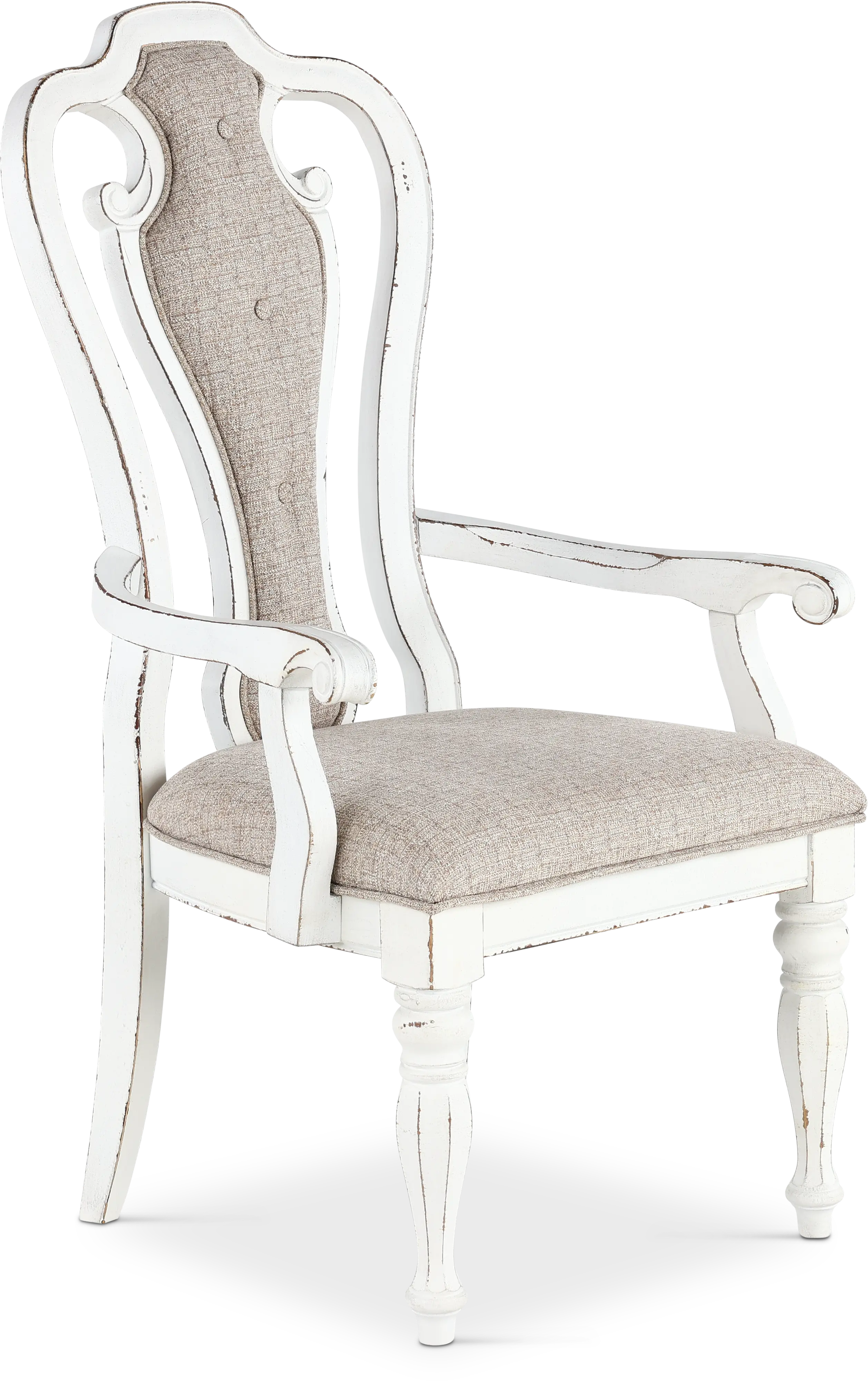244-C2501A Magnolia Manor Antique White Upholstered Dining Arm Chair-5