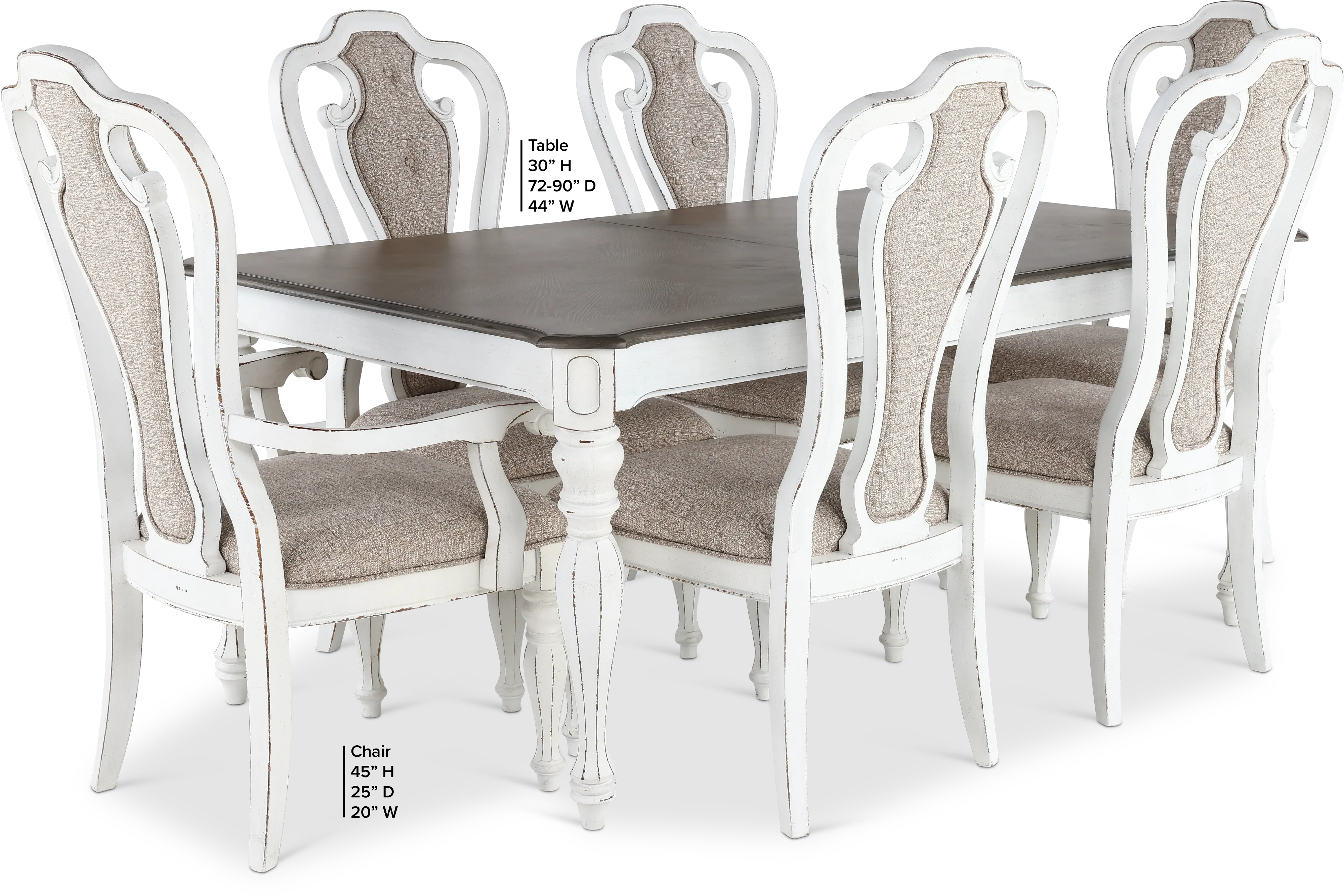 7PC:244 Magnolia Manor Antique White 7 Piece Dining Set-3