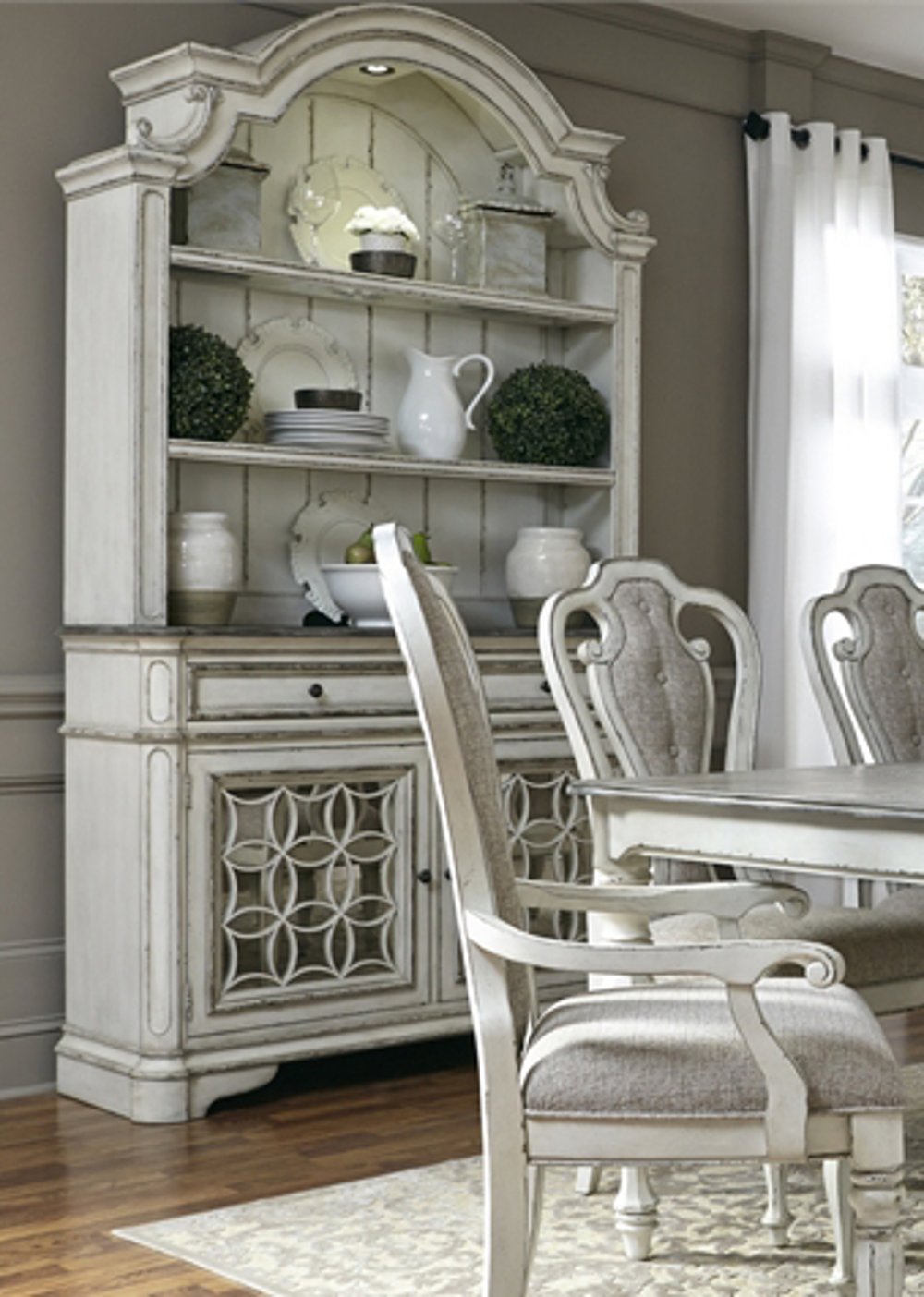 Magnolia Manor Antique White China Cabinet