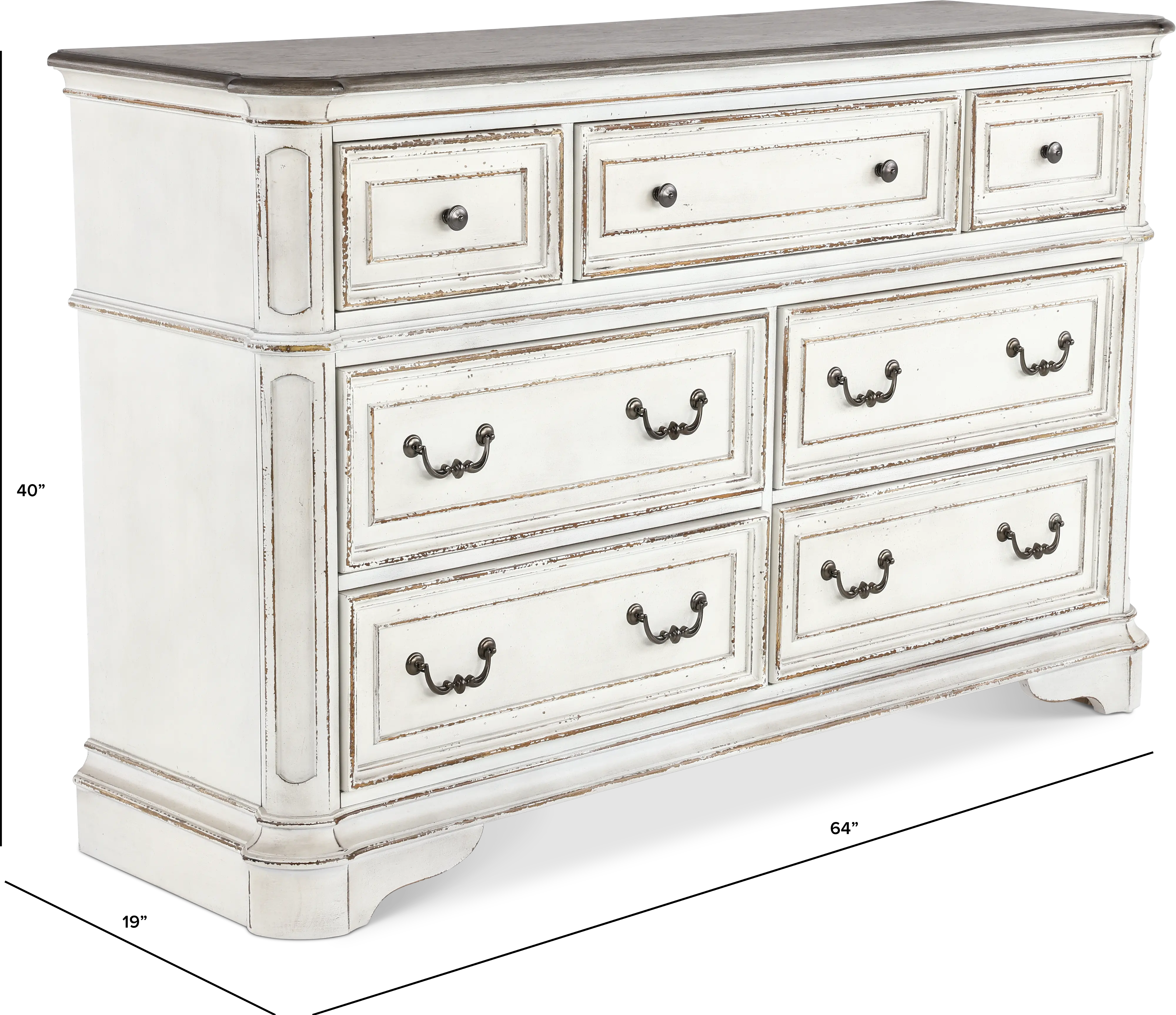 244-BR31 Magnolia Manor Antique White Dresser-3