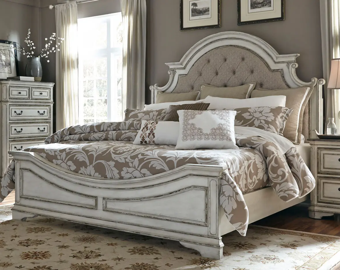 244-BED5/0 Magnolia Manor Antique White Queen Bed-3